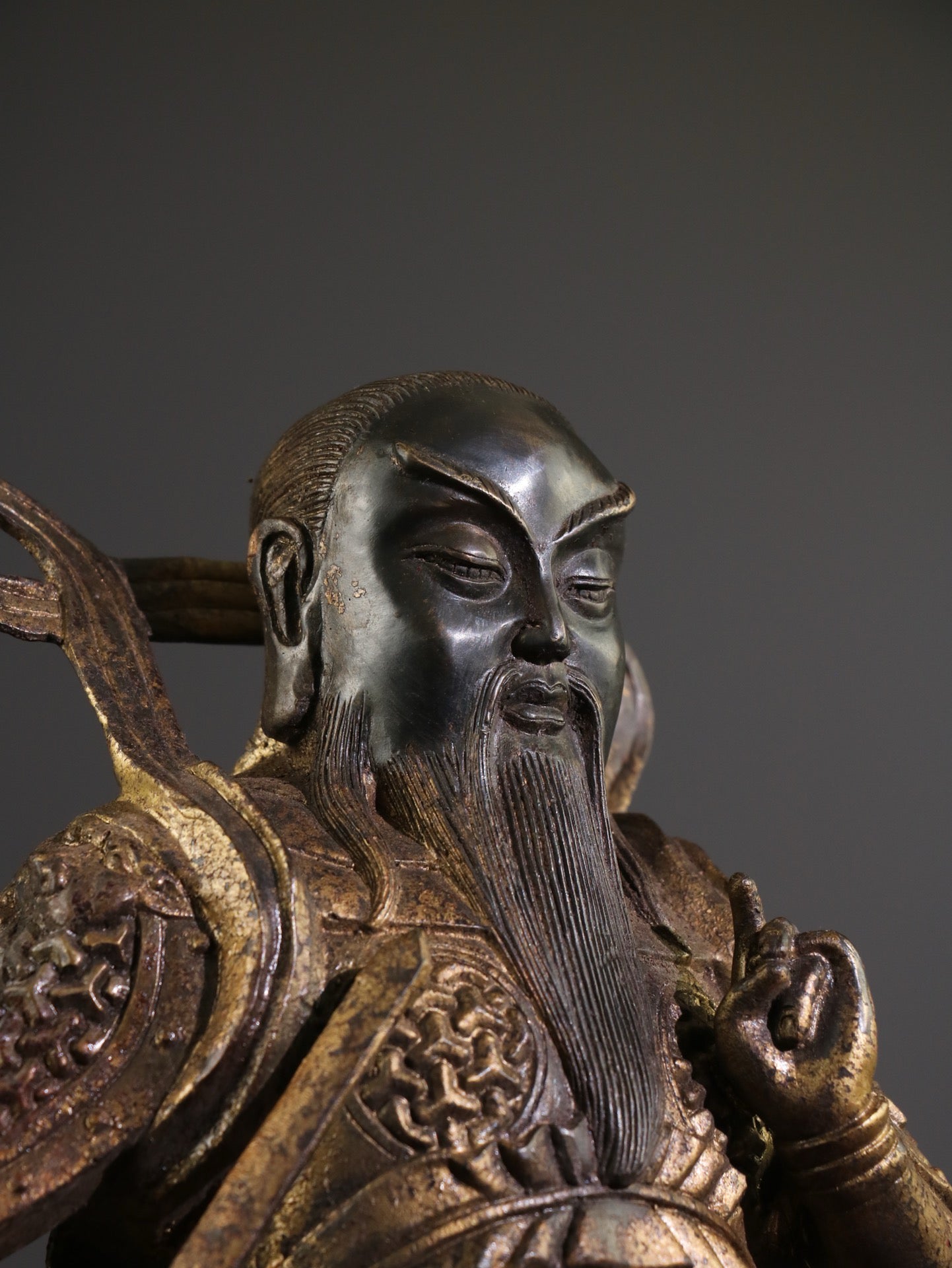 A Chinese antique pure copper statue of Xuanwu Emperor