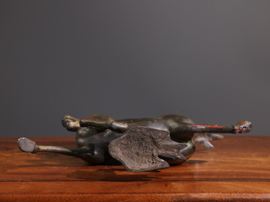 Chinese antique pure copper [horse steps on a flying swallow] ornament