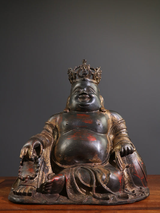 A Chinese antique pure copper statue of Maitreya Buddha