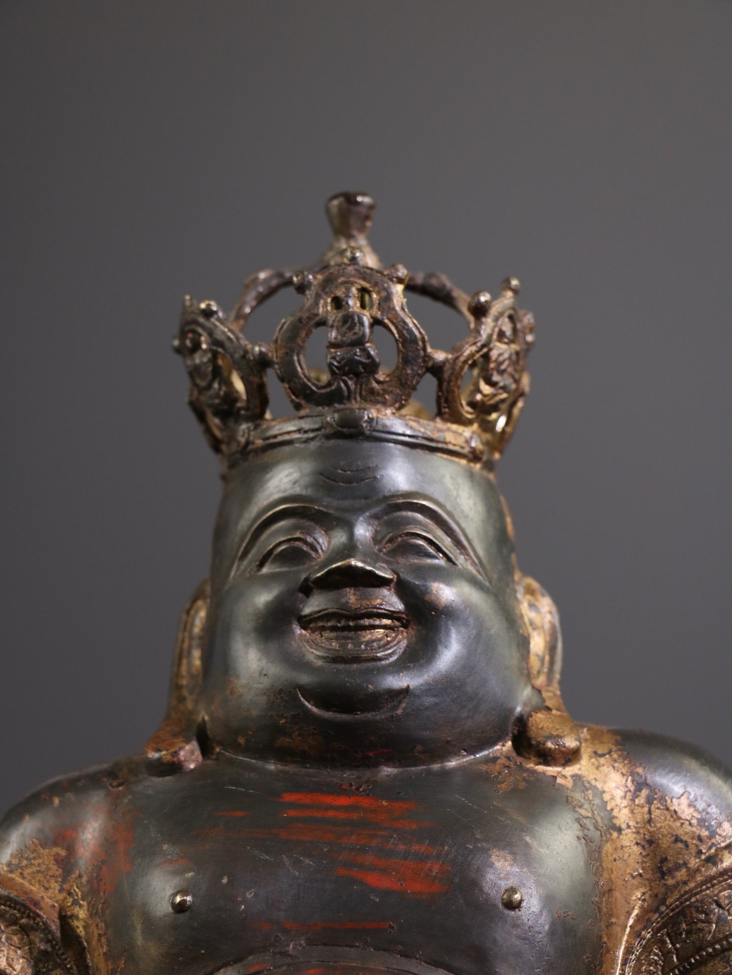 A Chinese antique pure copper statue of Maitreya Buddha