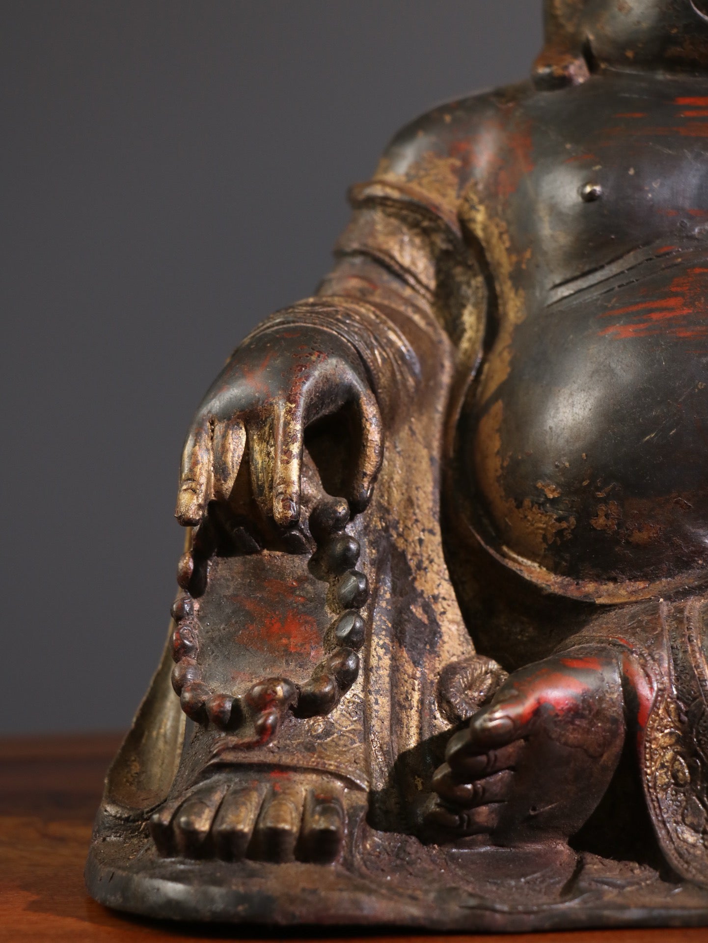 A Chinese antique pure copper statue of Maitreya Buddha