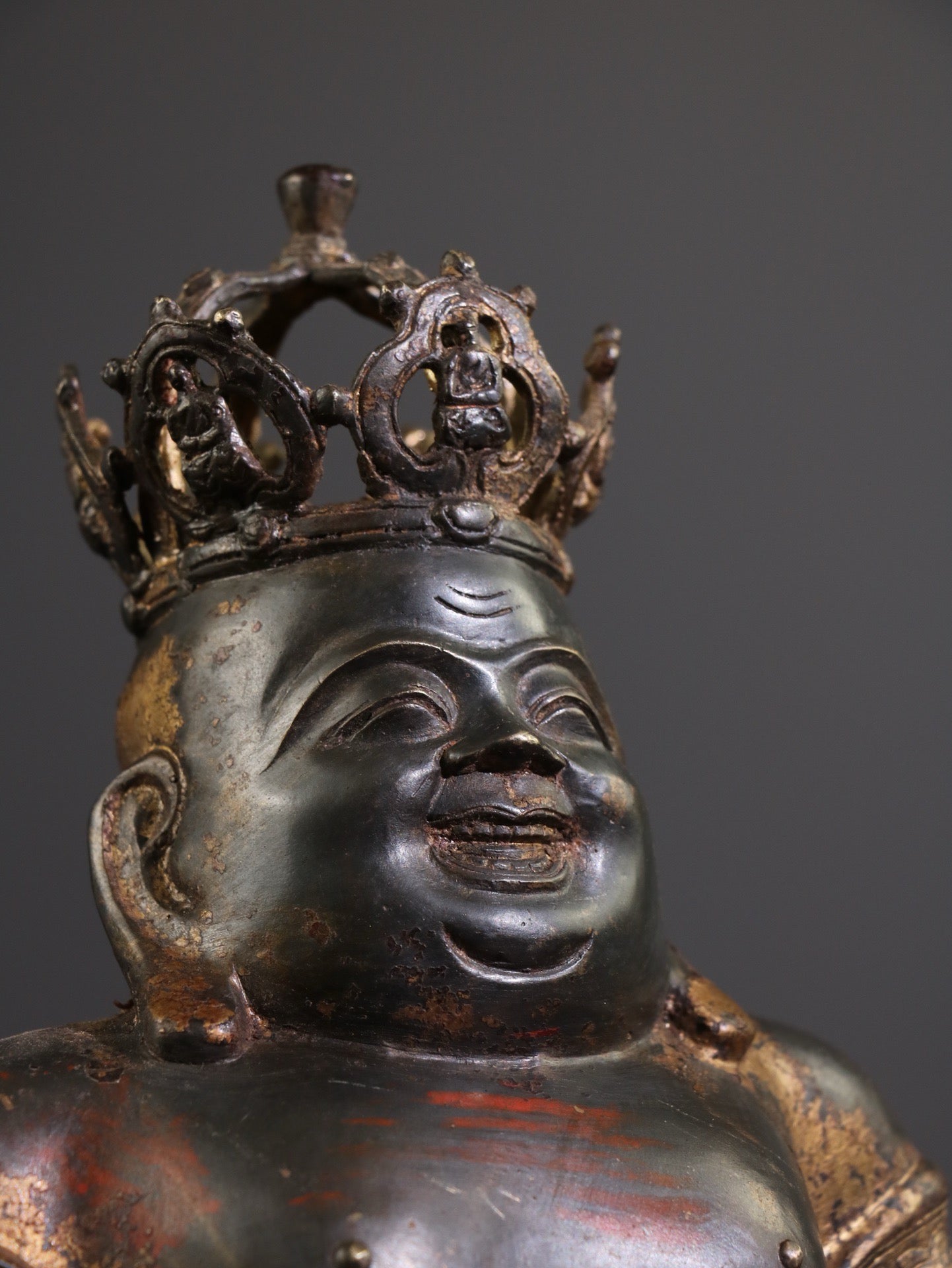 A Chinese antique pure copper statue of Maitreya Buddha