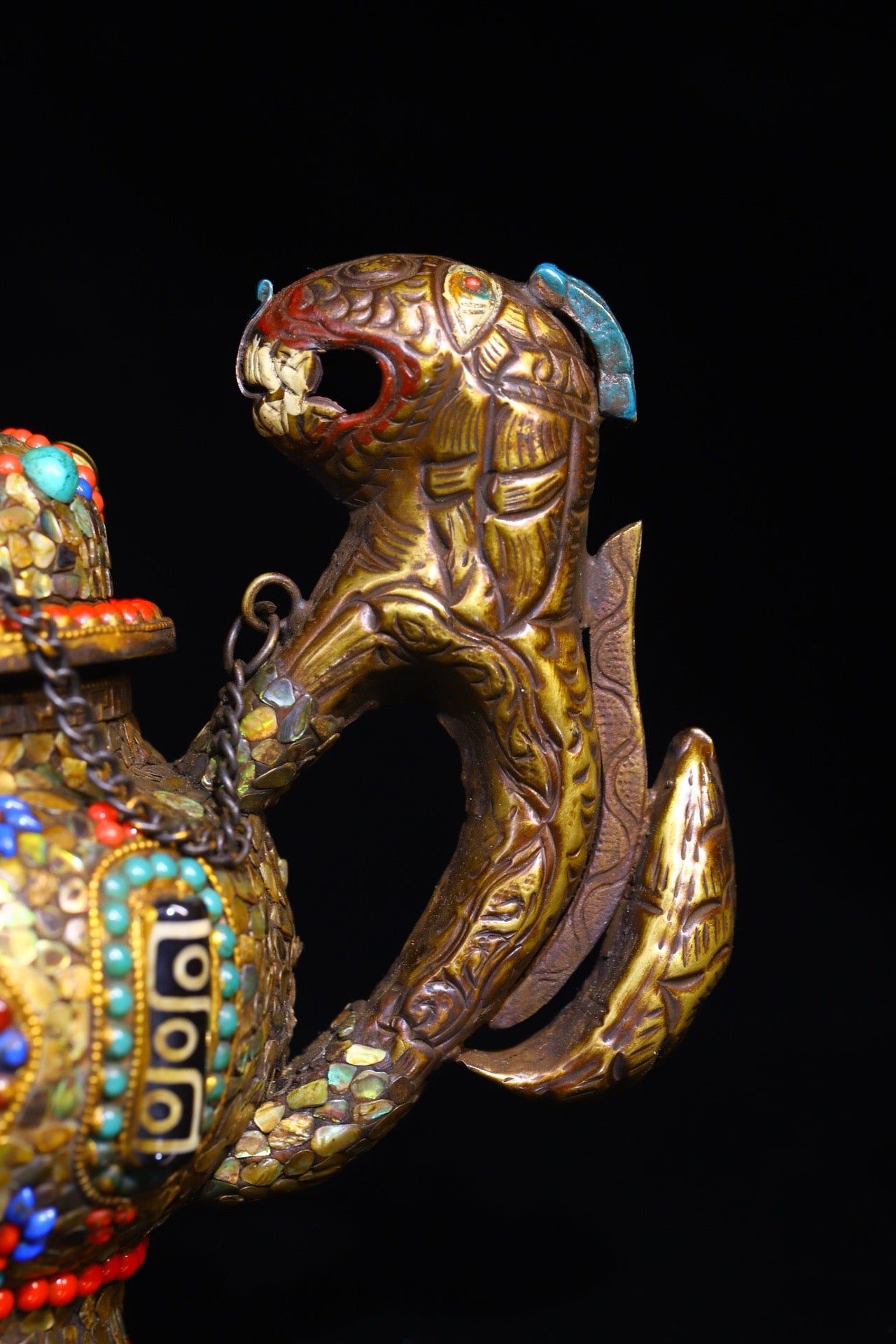 Made of pure copper by hand, inlaid with gemstones, the Heavenly Bead Butter Pot