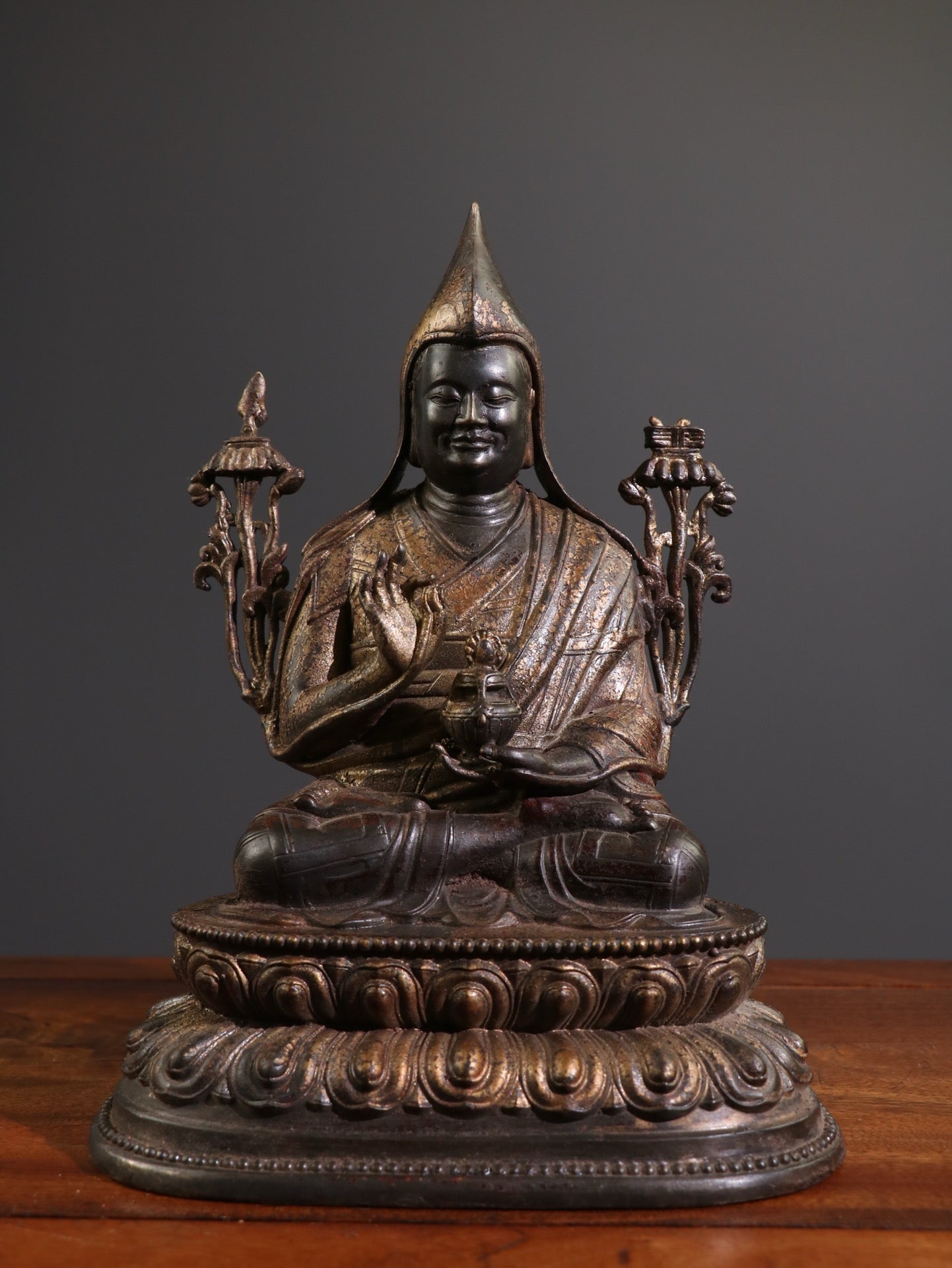 A Chinese antique pure copper statue of Zongkaba