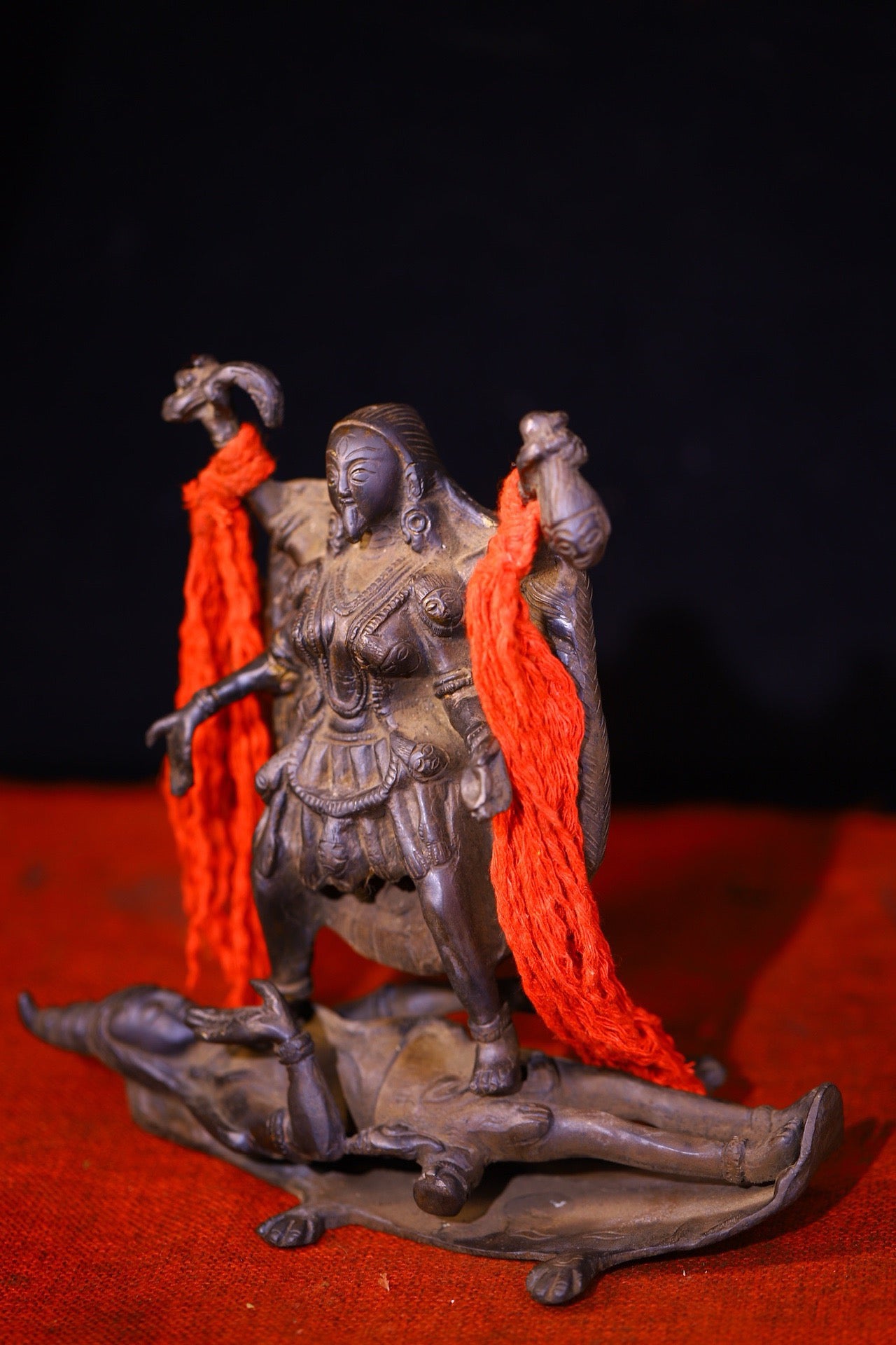 Copper handmade hammering, carving, old Buddha statue