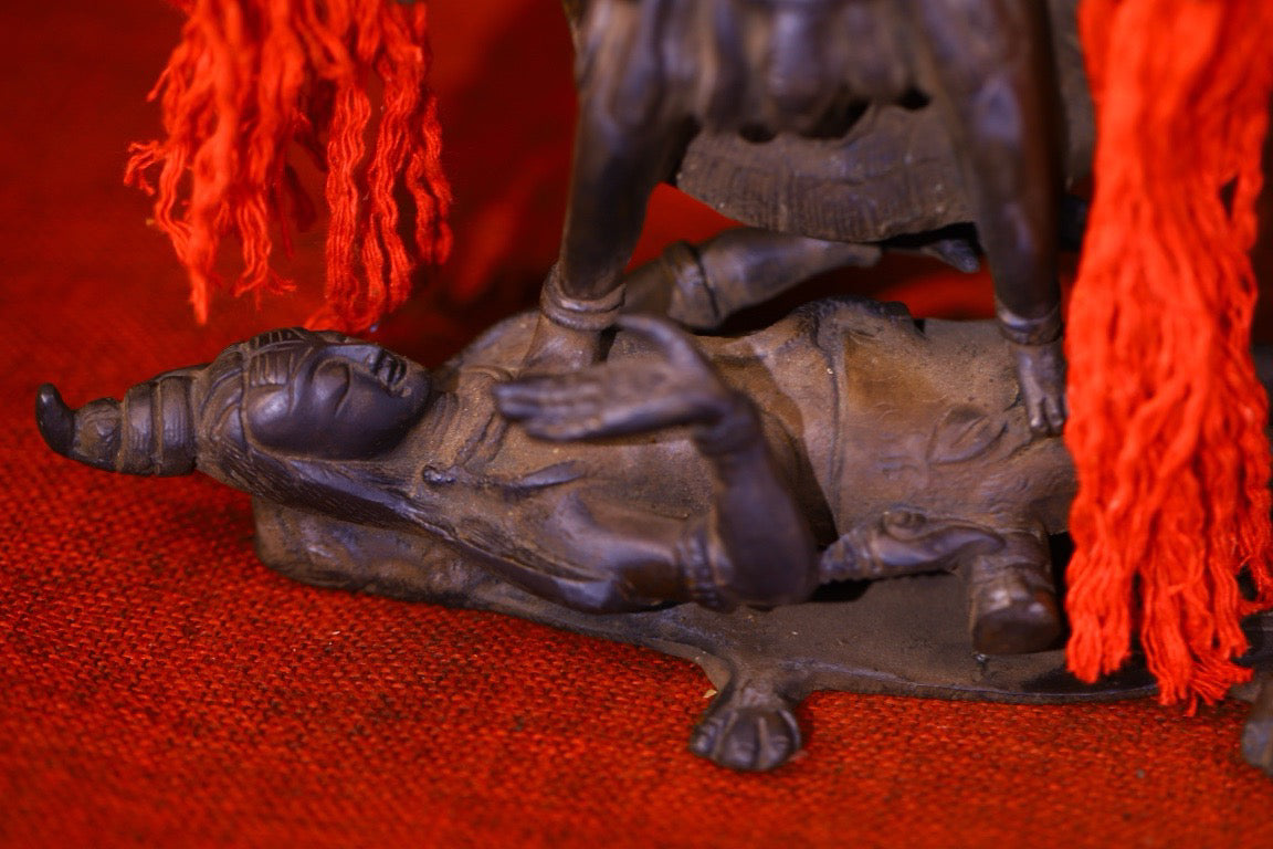 Copper handmade hammering, carving, old Buddha statue