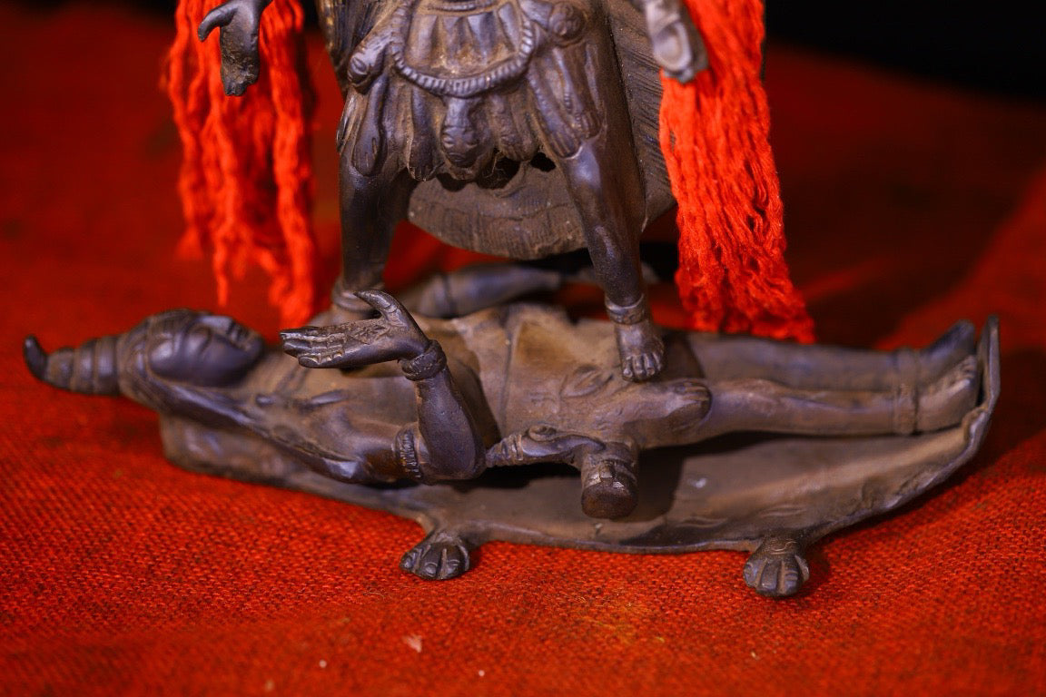 Copper handmade hammering, carving, old Buddha statue