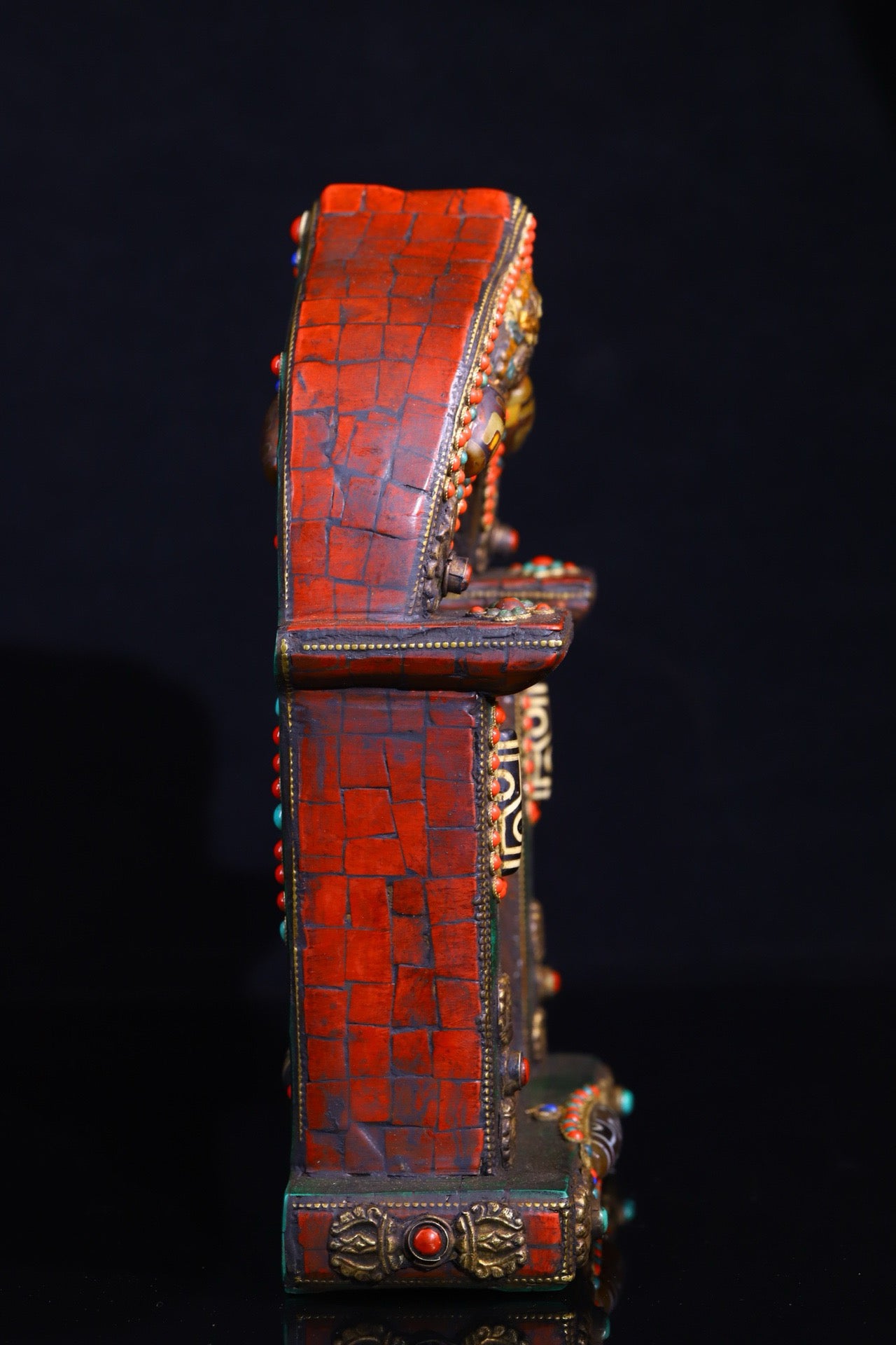 Copper gilded gold handmade silk inlaid gemstone Buddha niche