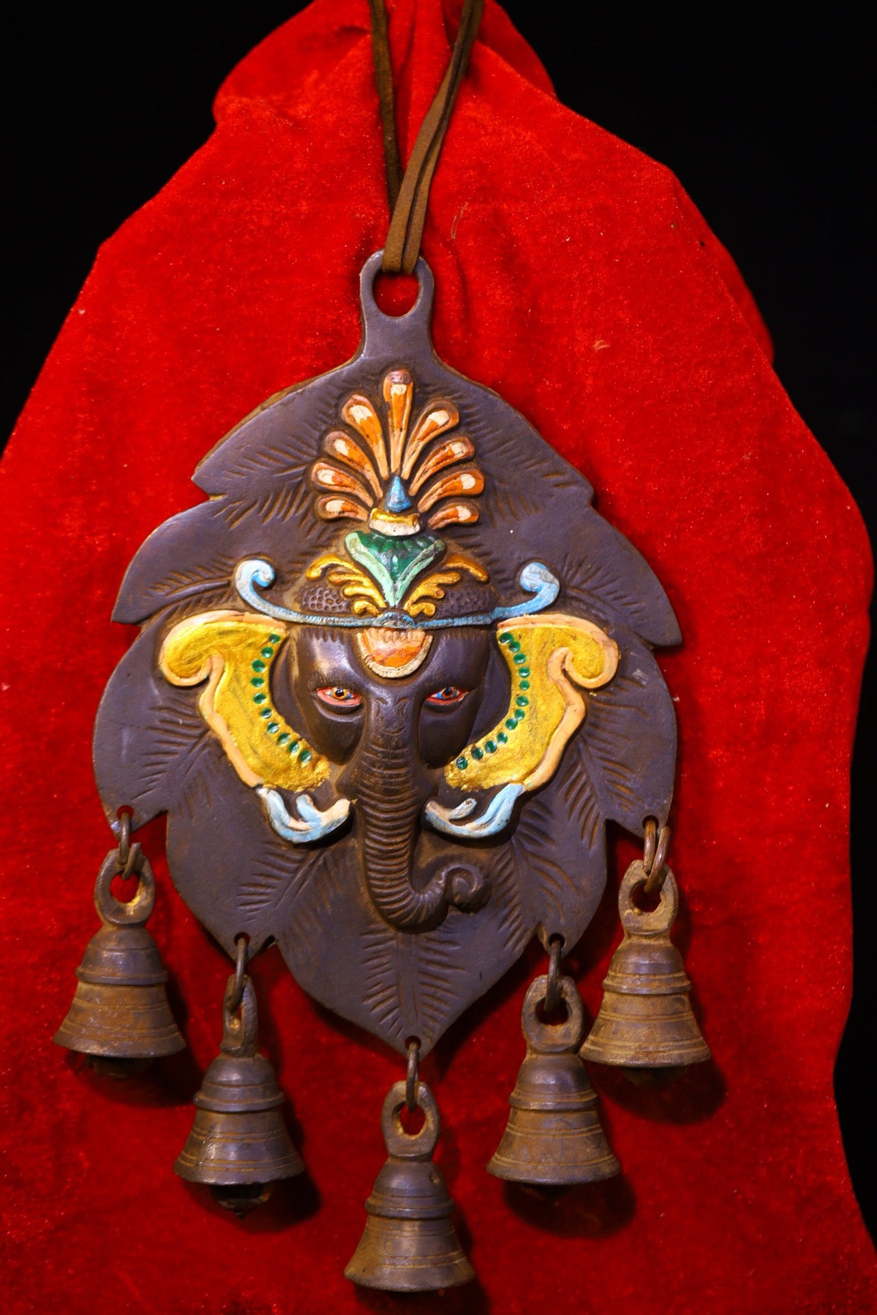 Copper handmade painted elephant trunk God of Wealth