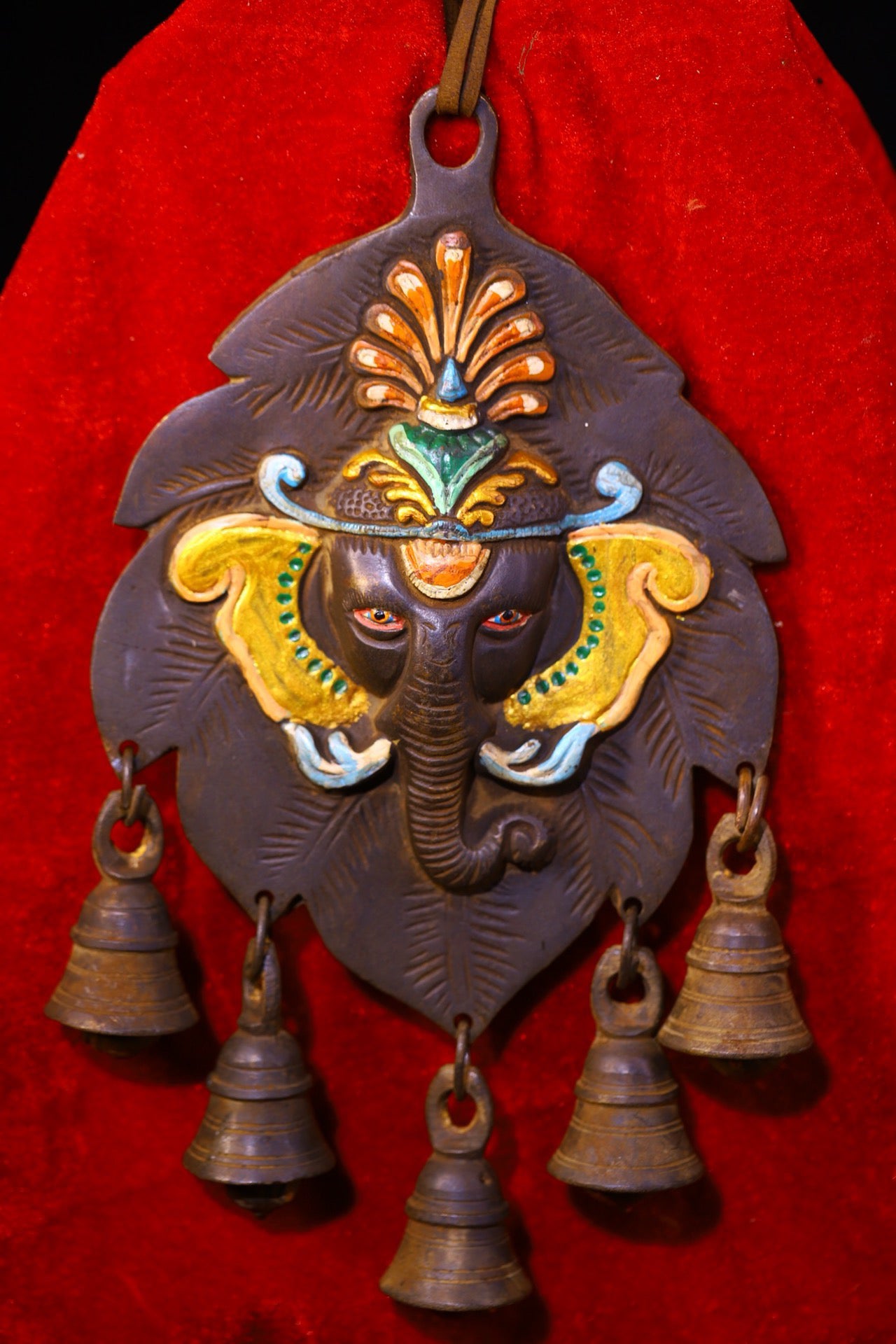 Copper handmade painted elephant trunk God of Wealth