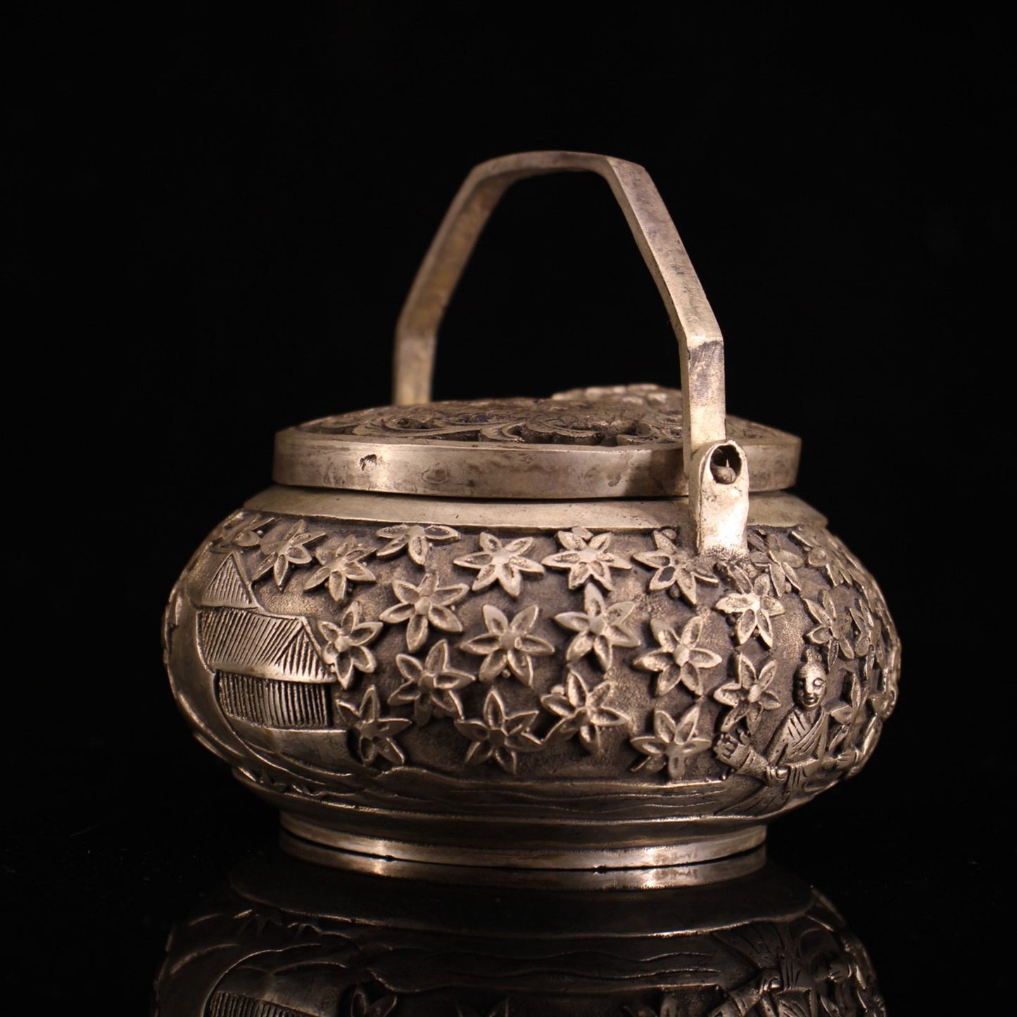 Chinese pure copper rural collection, gold-plated silver handcrafted furnace, carbon furnace