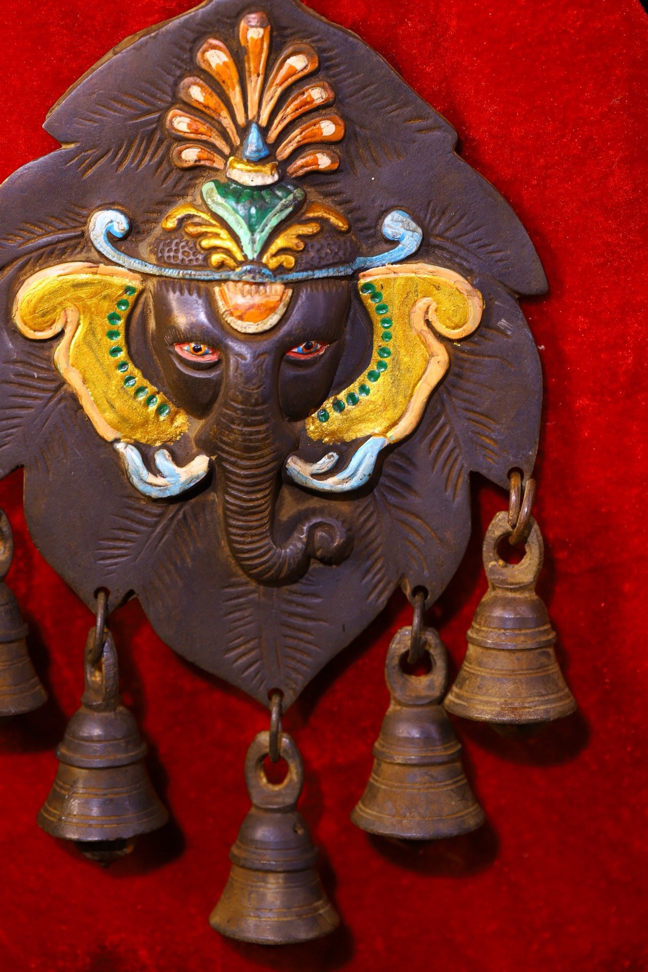 Copper handmade painted elephant trunk God of Wealth