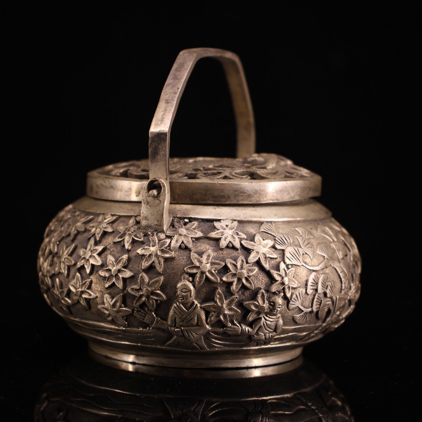 Chinese pure copper rural collection, gold-plated silver handcrafted furnace, carbon furnace
