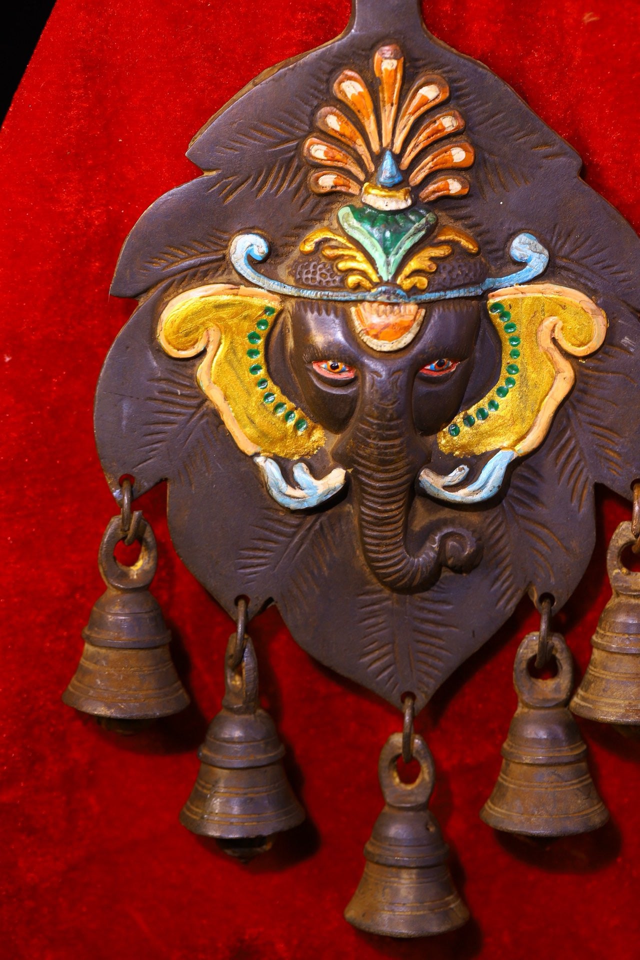 Copper handmade painted elephant trunk God of Wealth