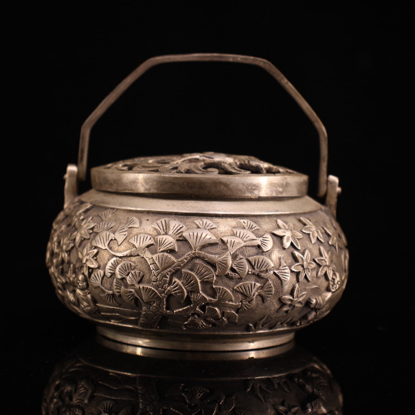 Chinese pure copper rural collection, gold-plated silver handcrafted furnace, carbon furnace