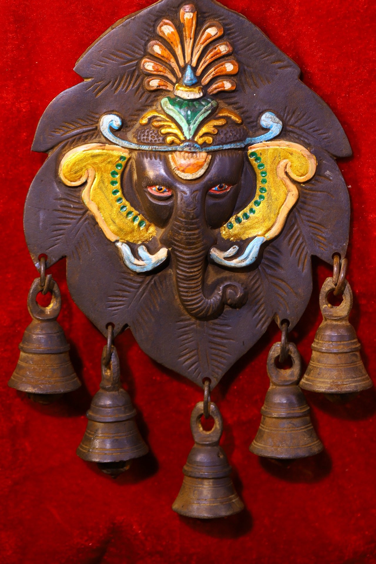 Copper handmade painted elephant trunk God of Wealth