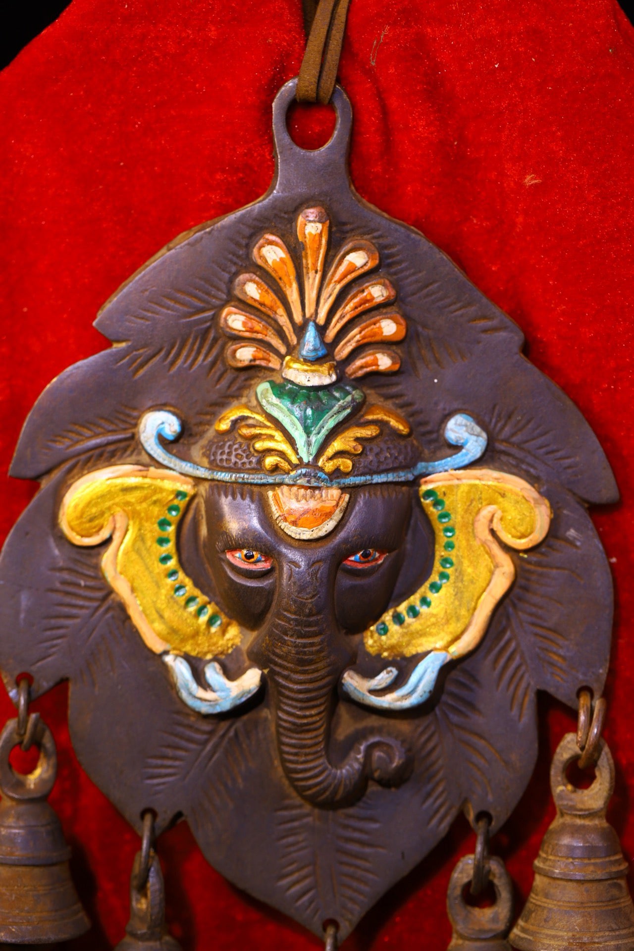 Copper handmade painted elephant trunk God of Wealth