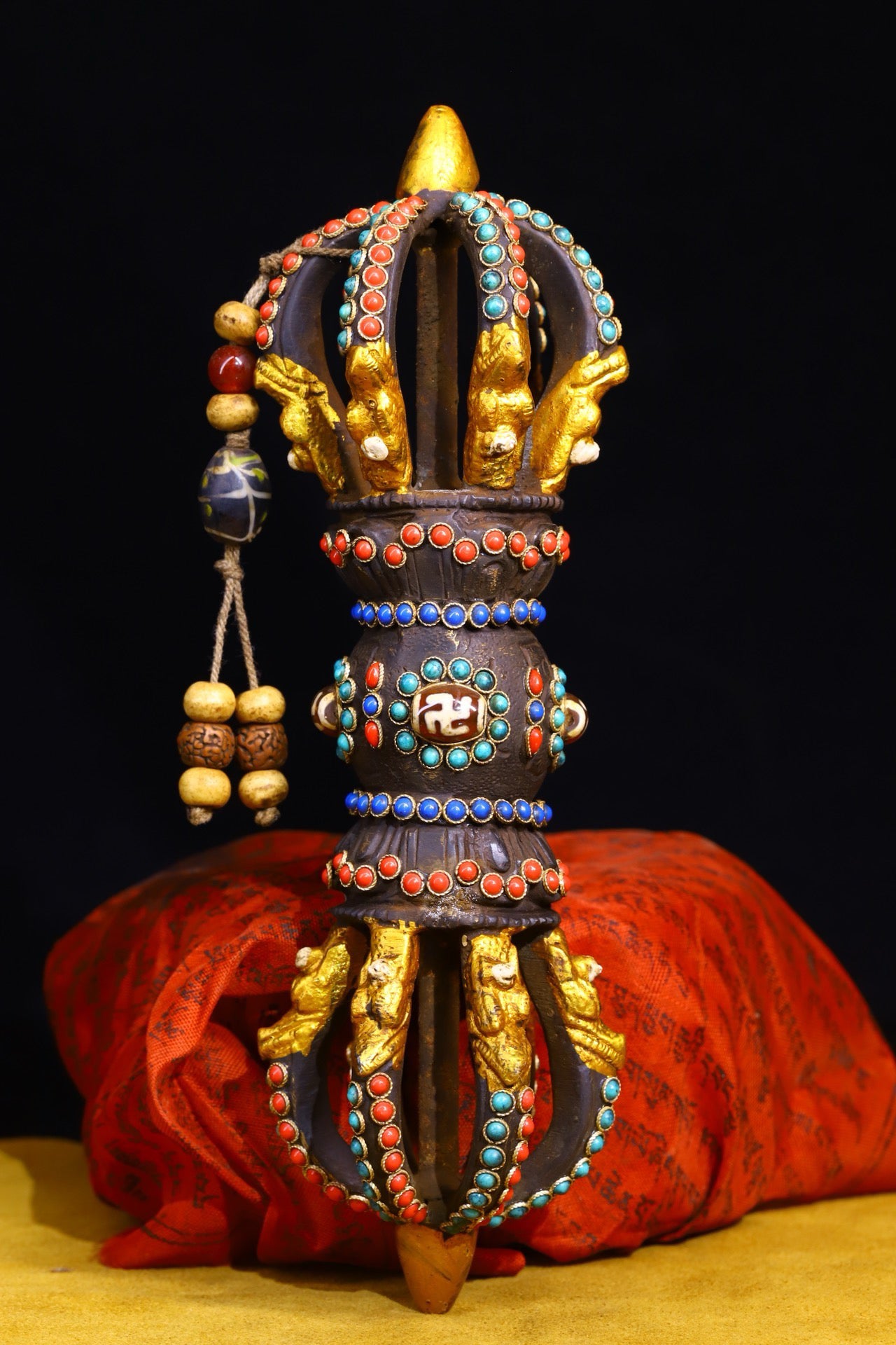 Copper body pure handmade hammering, chiseling, inlaid with gemstone magical tools