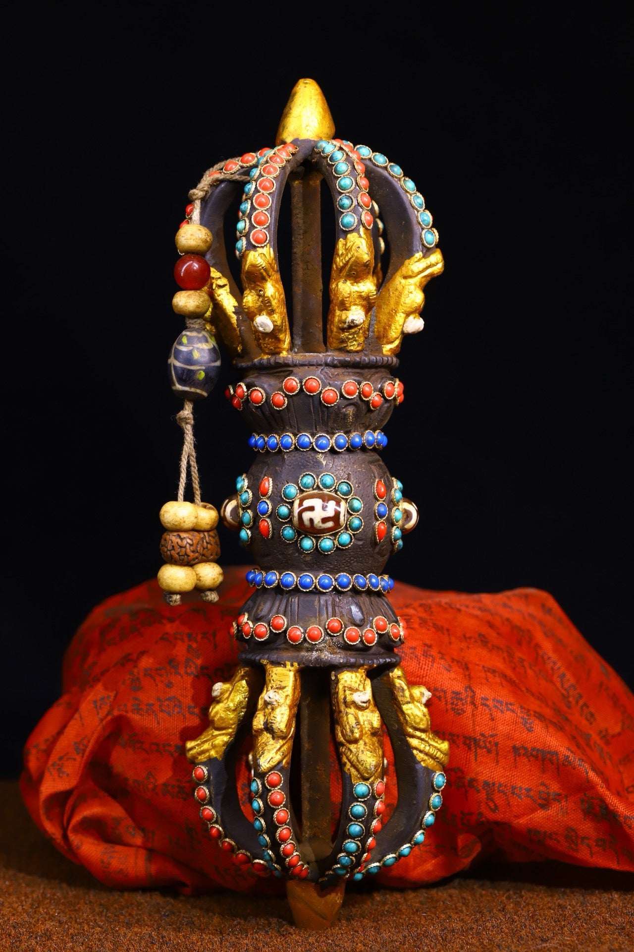 Copper body pure handmade hammering, chiseling, inlaid with gemstone magical tools