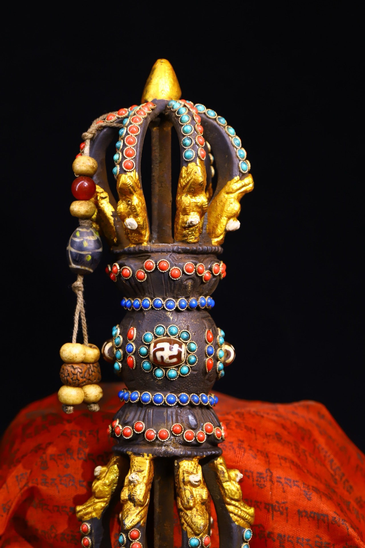 Copper body pure handmade hammering, chiseling, inlaid with gemstone magical tools