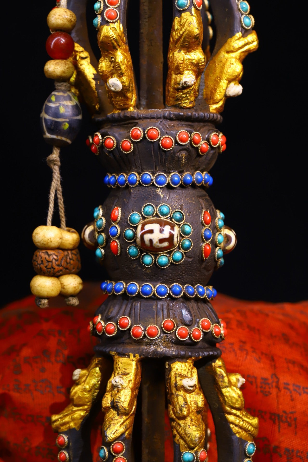 Copper body pure handmade hammering, chiseling, inlaid with gemstone magical tools