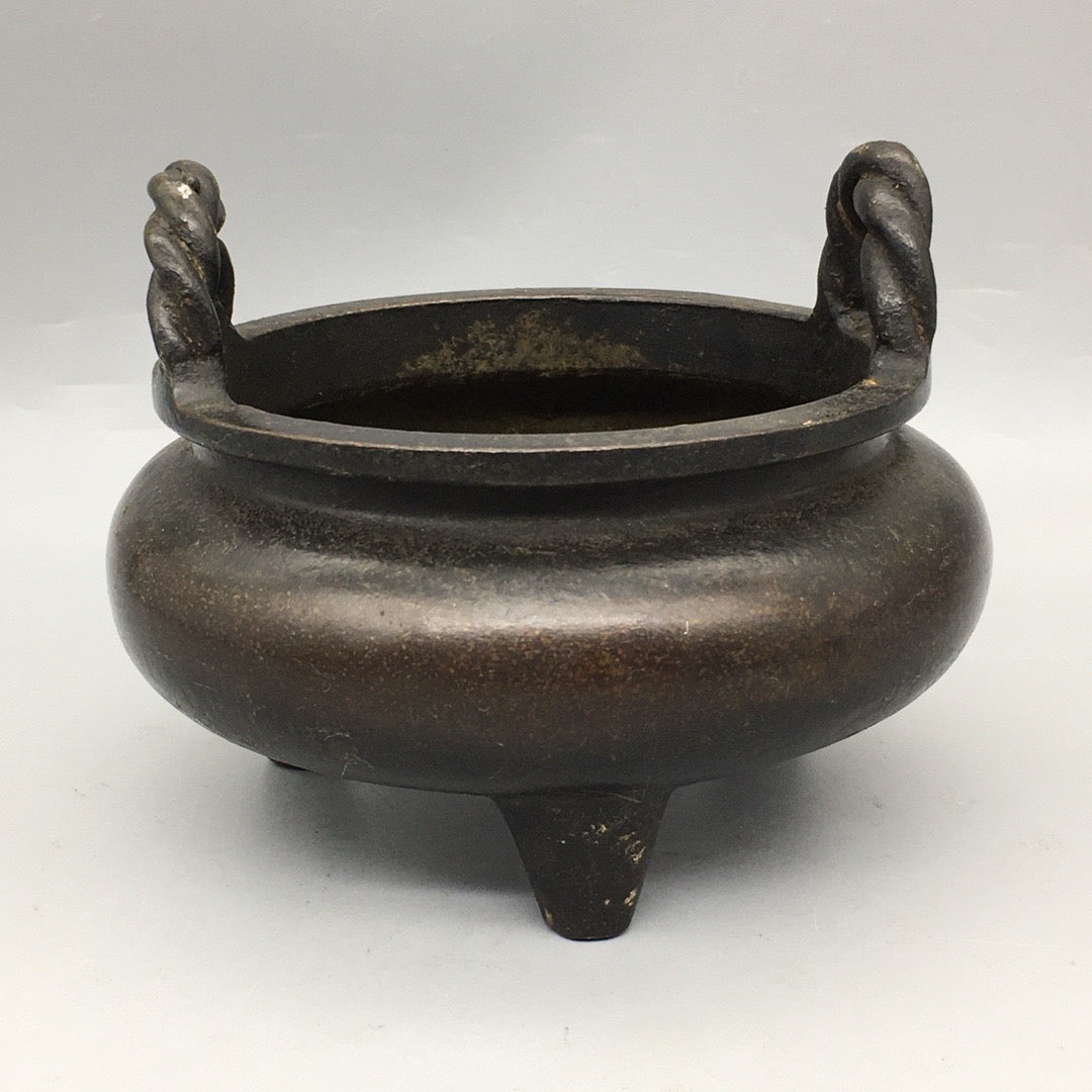 Chinese antique pure copper rope ear incense burner