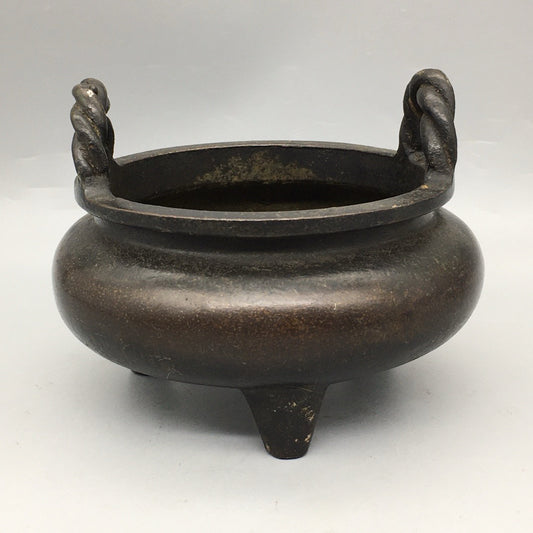 Chinese antique pure copper rope ear incense burner