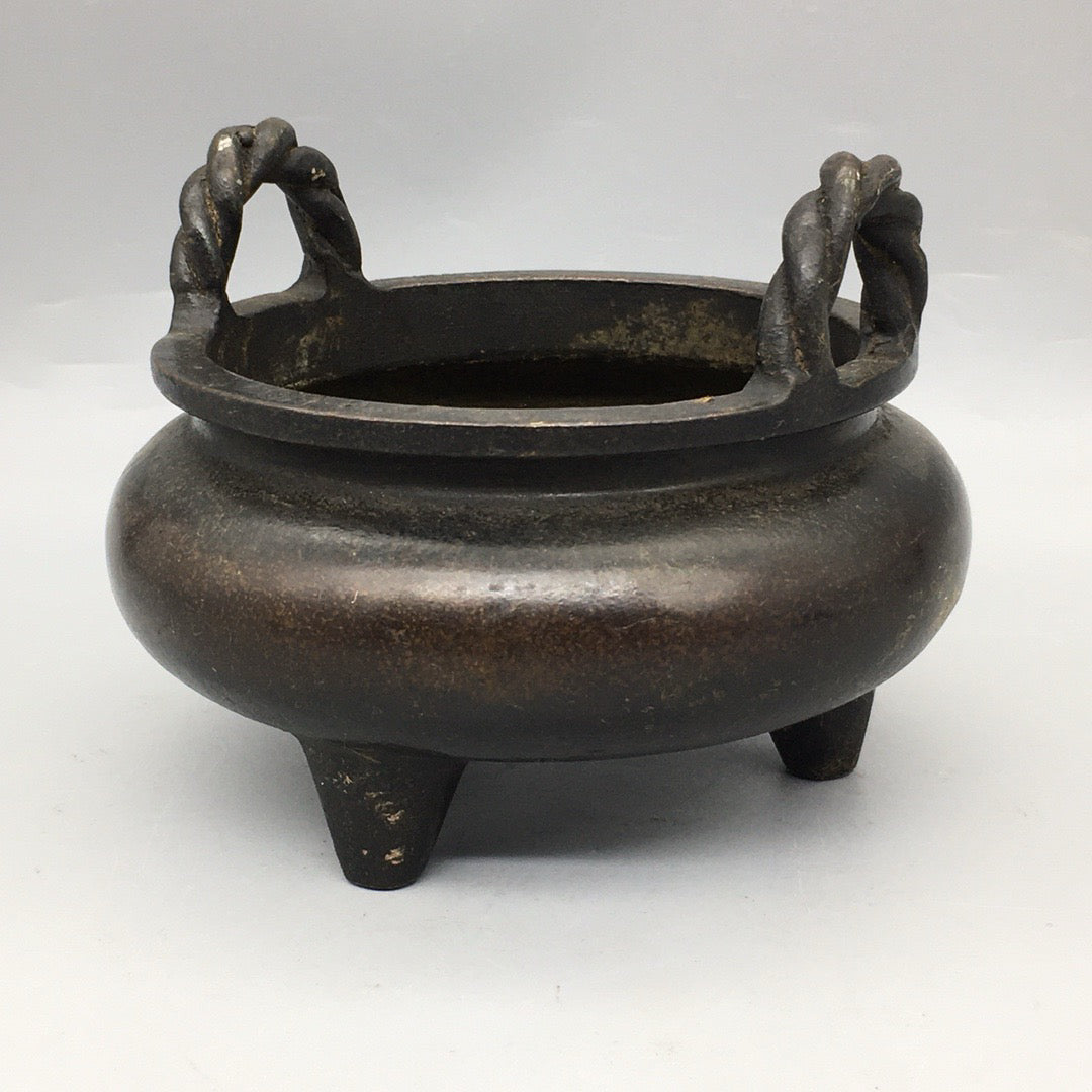 Chinese antique pure copper rope ear incense burner