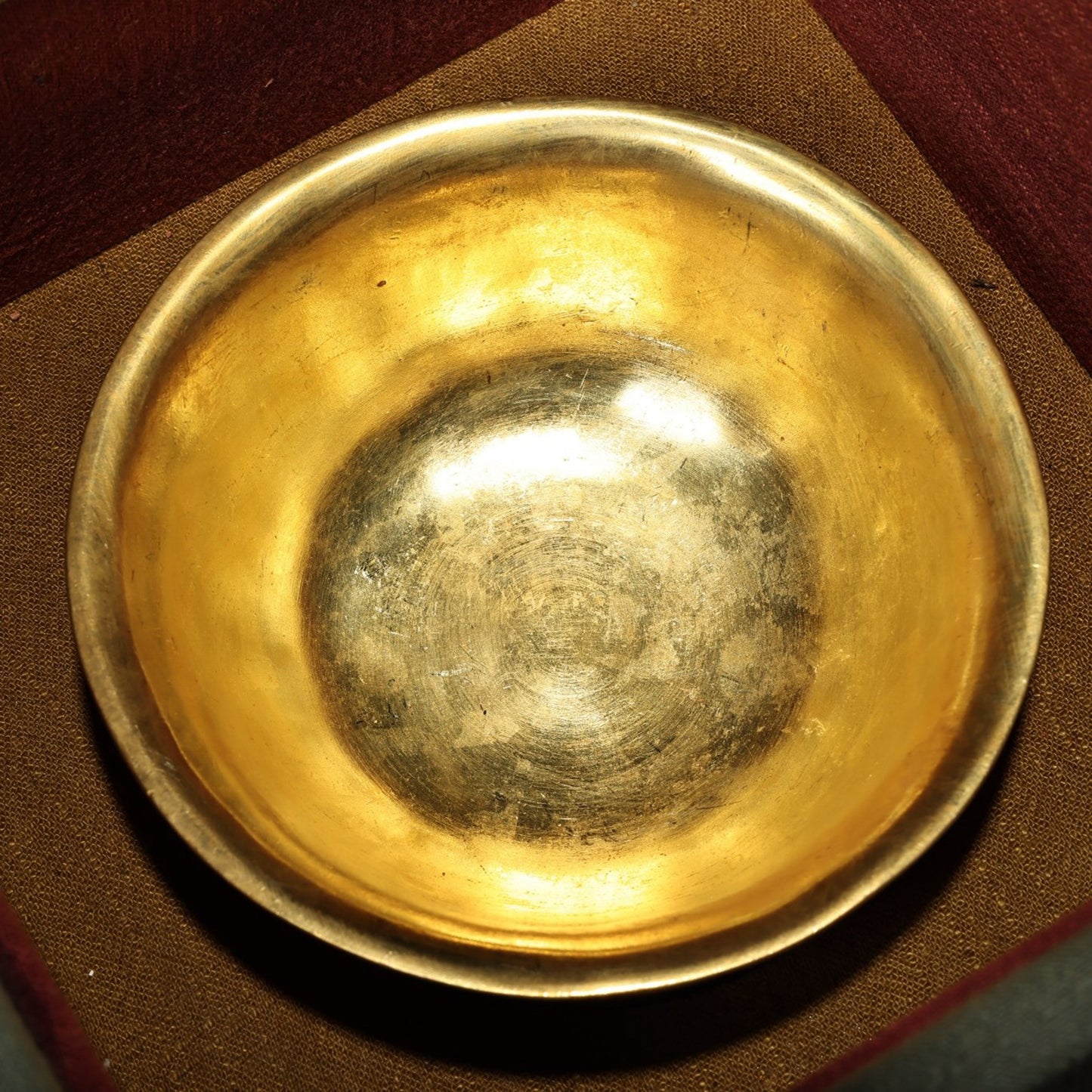 Chinese antique pure copper relief gold-plated bowl