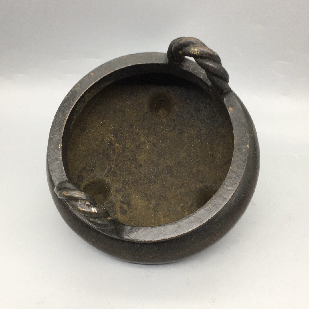 Chinese antique pure copper rope ear incense burner