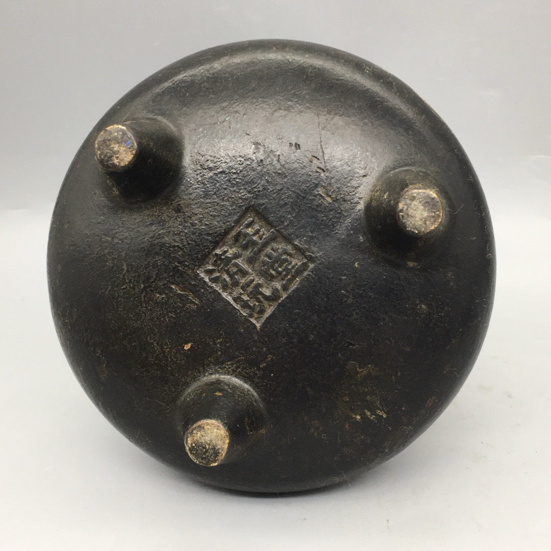 Chinese antique pure copper rope ear incense burner