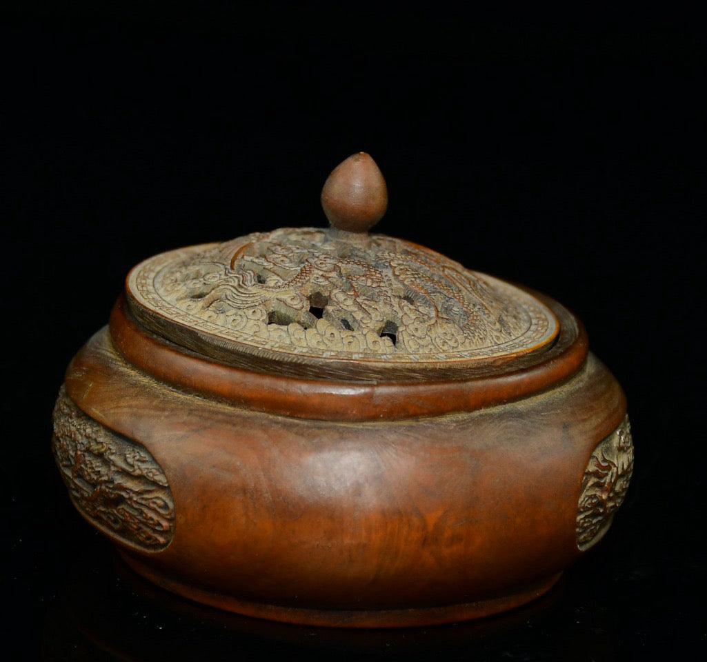 Huangyang wood dragon and phoenix incense burner ornaments