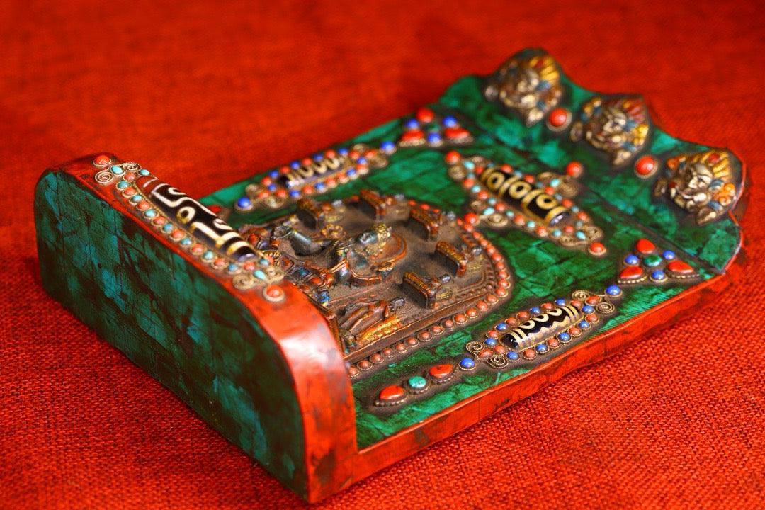 Handmade filigree inlaid gemstones, heavenly pearl Buddha niches