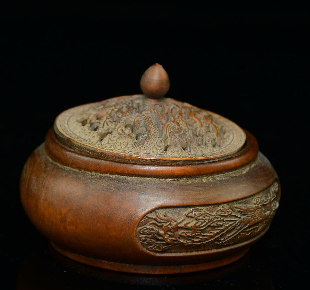 Huangyang wood dragon and phoenix incense burner ornaments