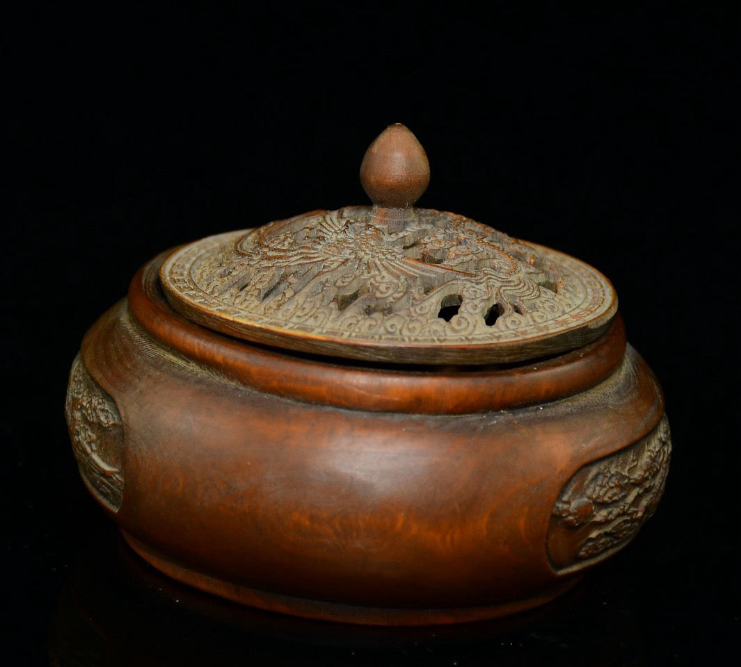 Huangyang wood dragon and phoenix incense burner ornaments