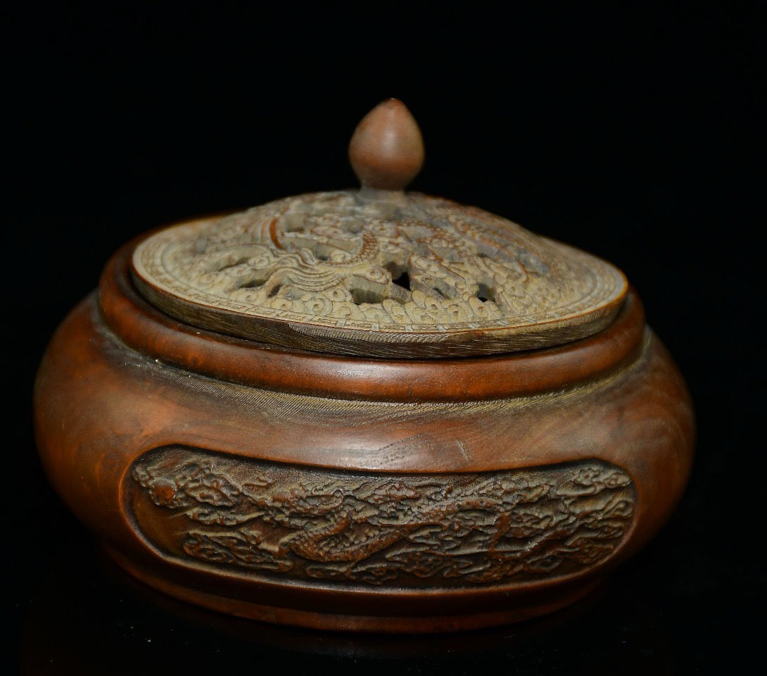 Huangyang wood dragon and phoenix incense burner ornaments