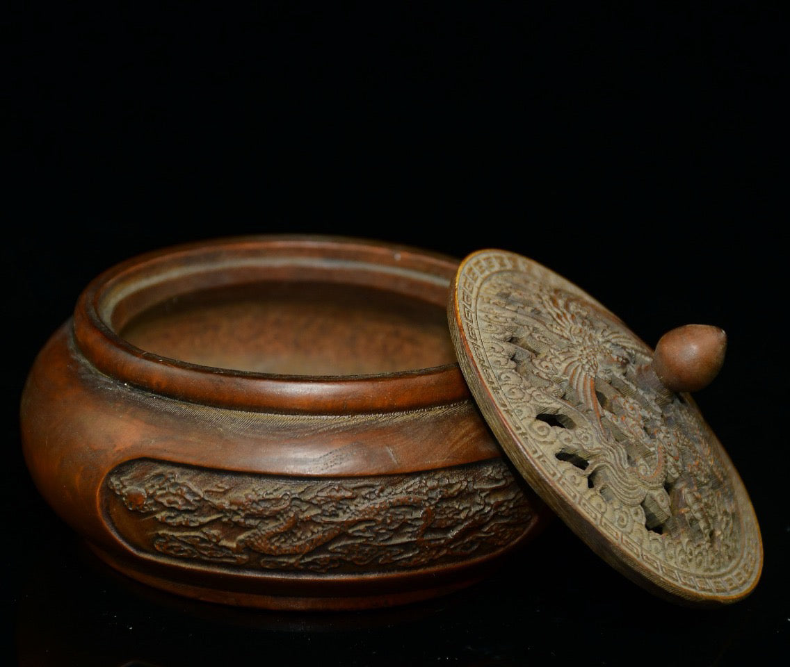 Huangyang wood dragon and phoenix incense burner ornaments
