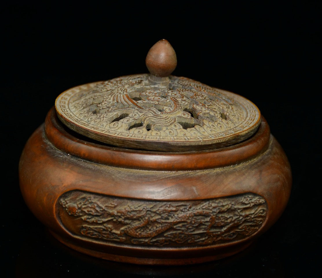 Huangyang wood dragon and phoenix incense burner ornaments