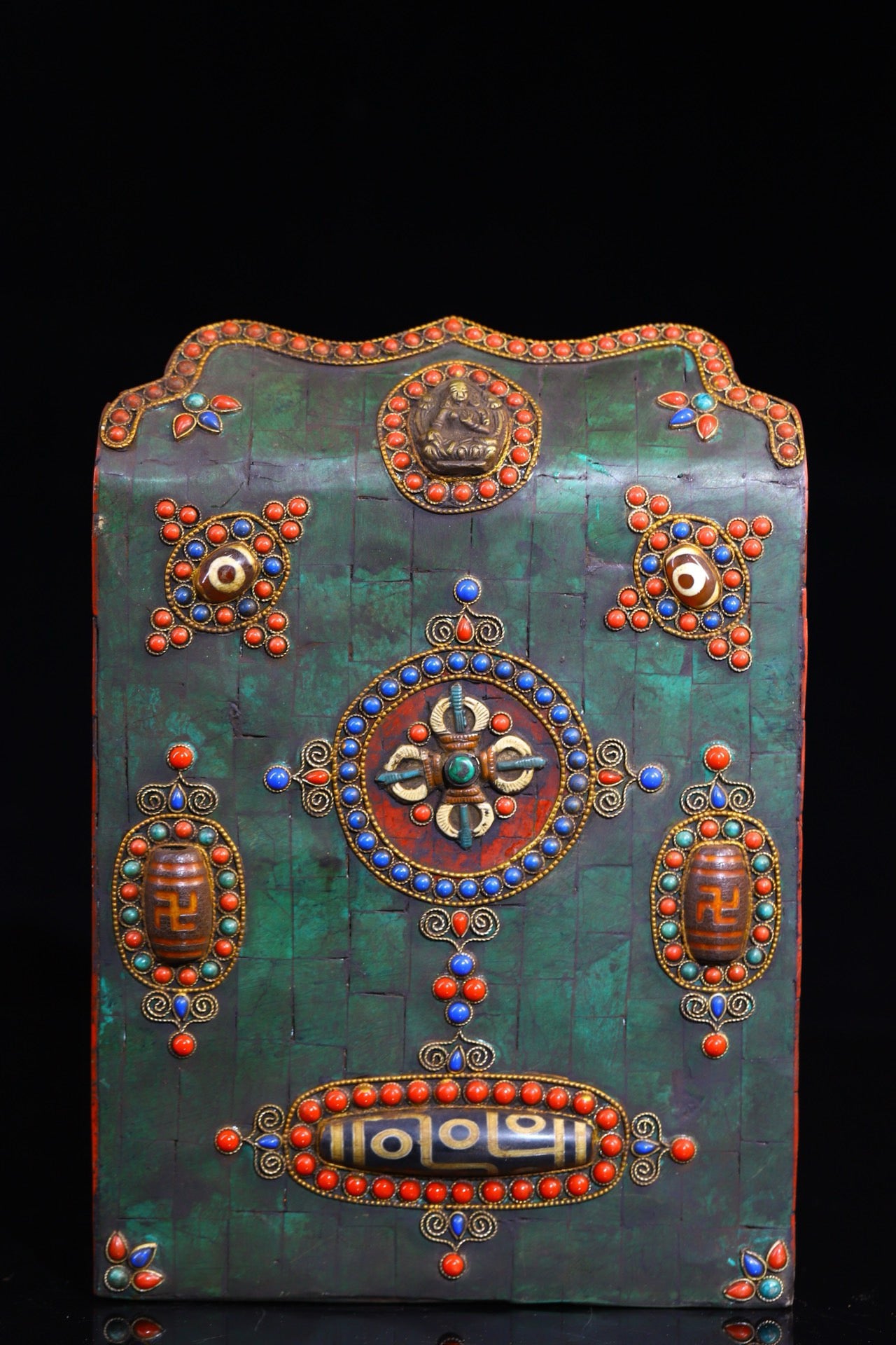 Handmade filigree inlaid gemstones, heavenly pearl Buddha niches
