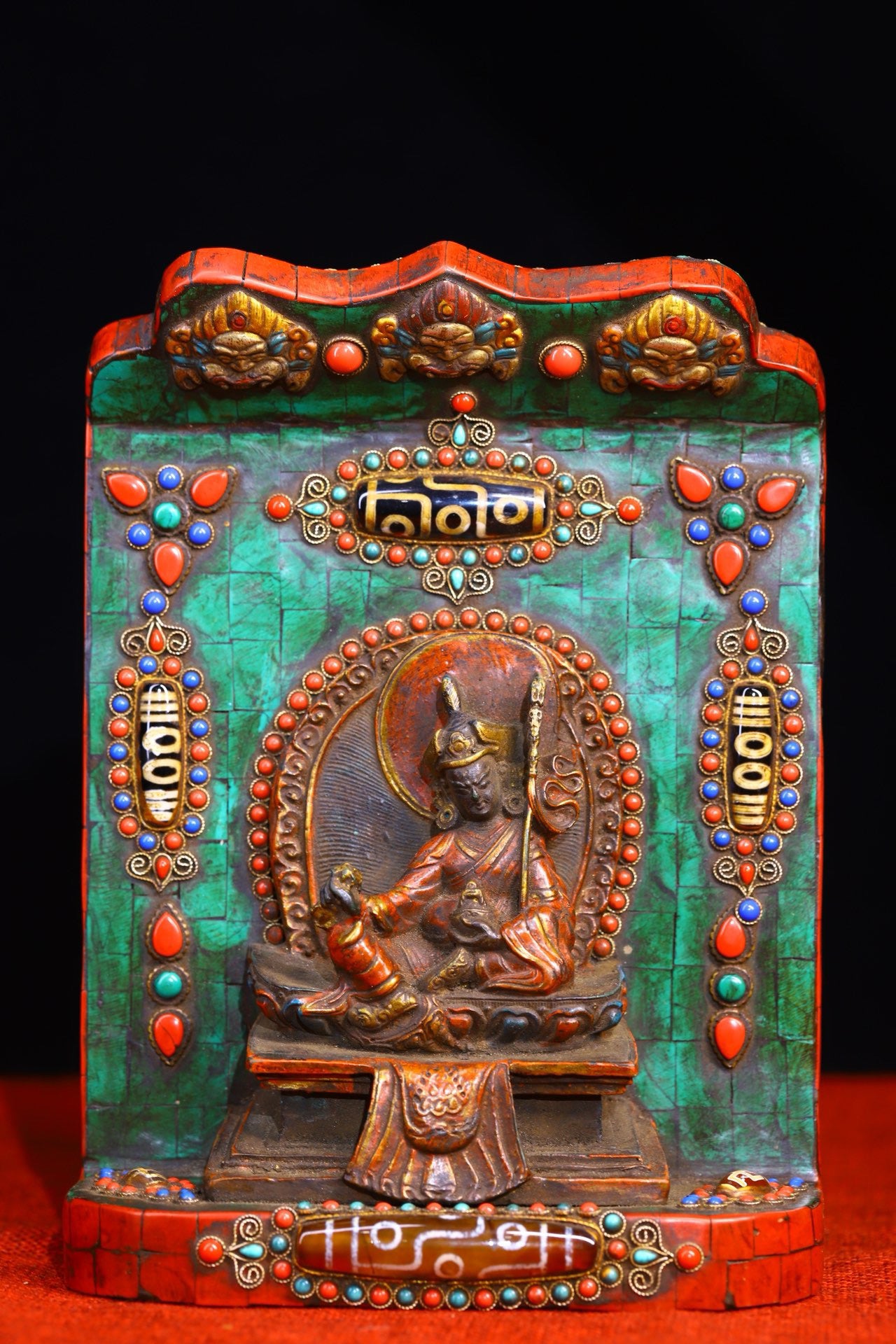 Handmade filigree inlaid gemstones, heavenly pearl Buddha niches