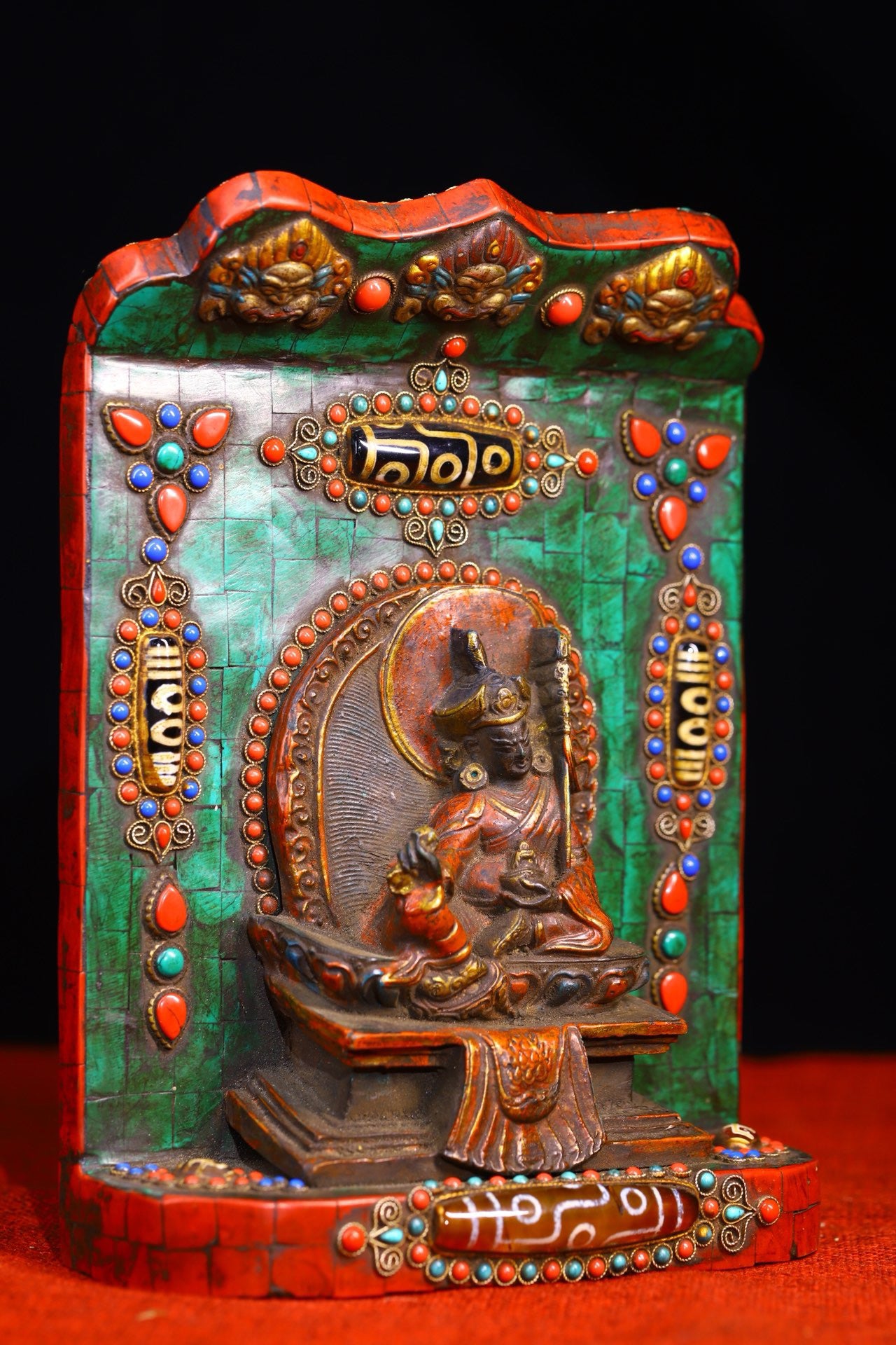Handmade filigree inlaid gemstones, heavenly pearl Buddha niches