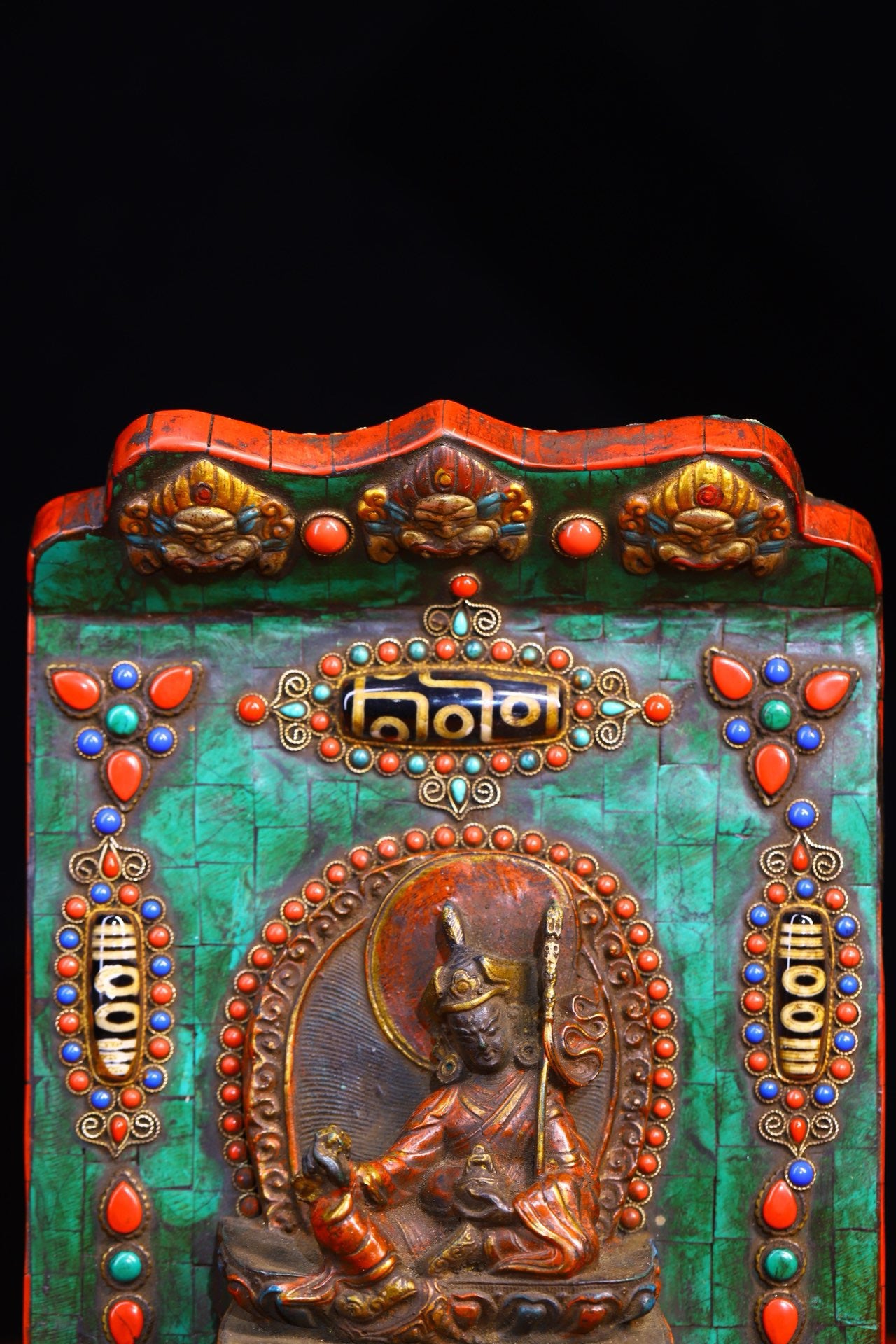 Handmade filigree inlaid gemstones, heavenly pearl Buddha niches