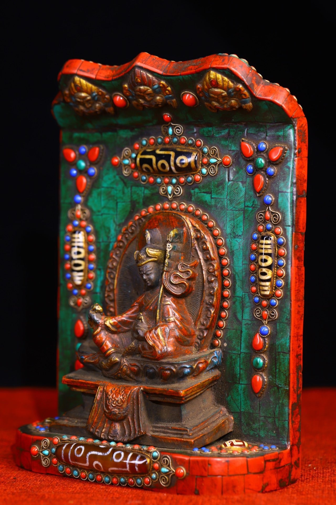 Handmade filigree inlaid gemstones, heavenly pearl Buddha niches