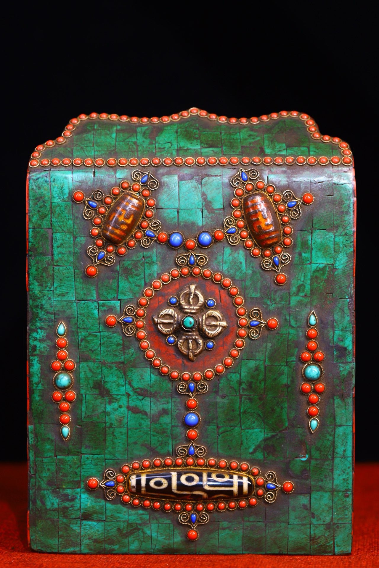 Handmade filigree inlaid gemstones, heavenly pearl Buddha niches
