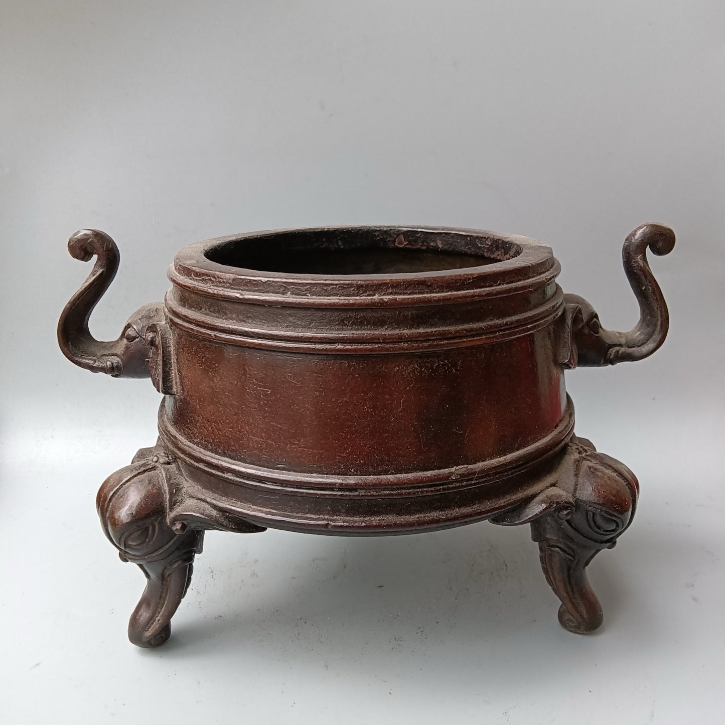 Chinese Antique Pure Copper Small Elephant Ear Stove