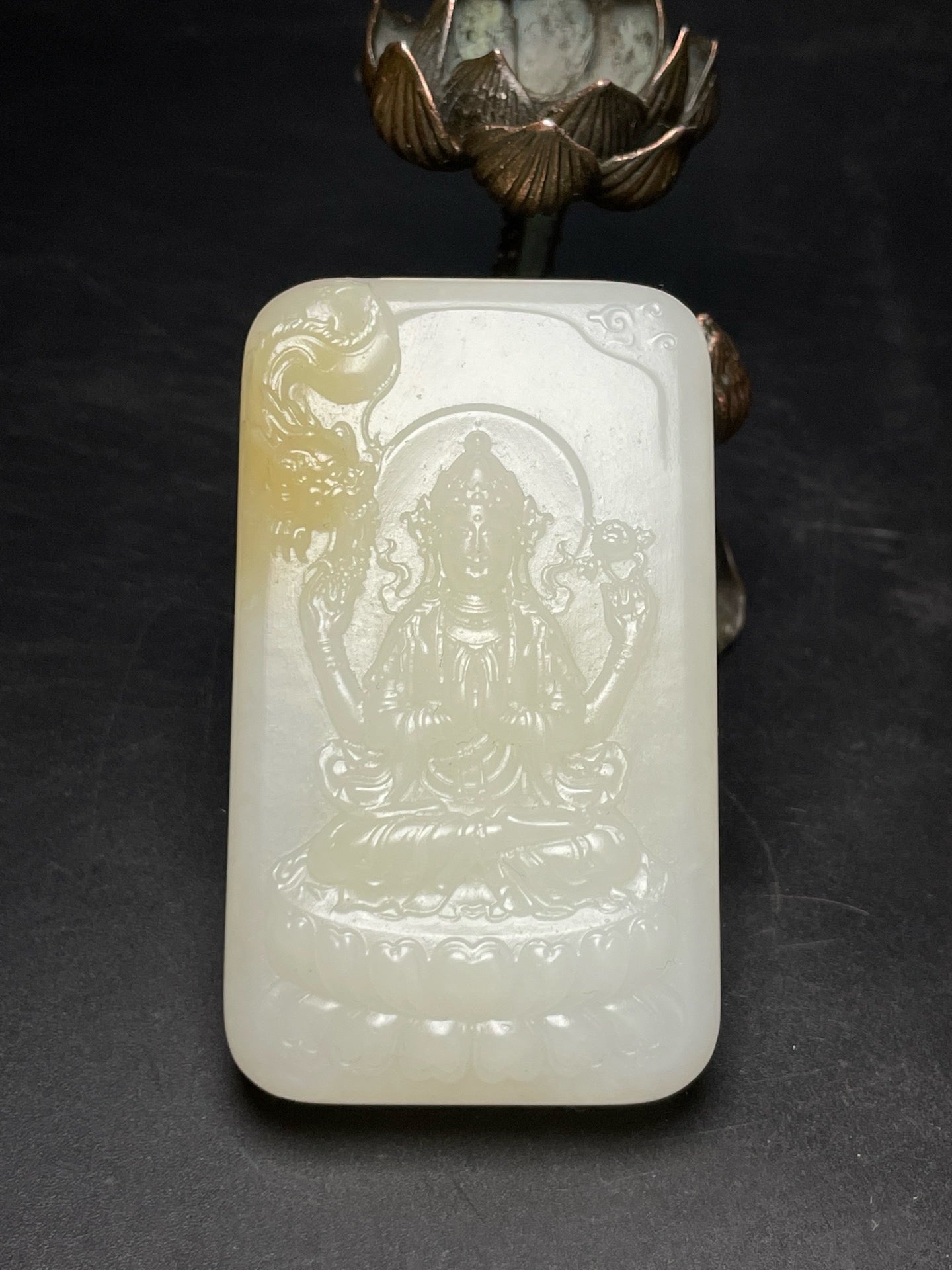 Chinese antique jade plaque, Thousand Handed Guanyin