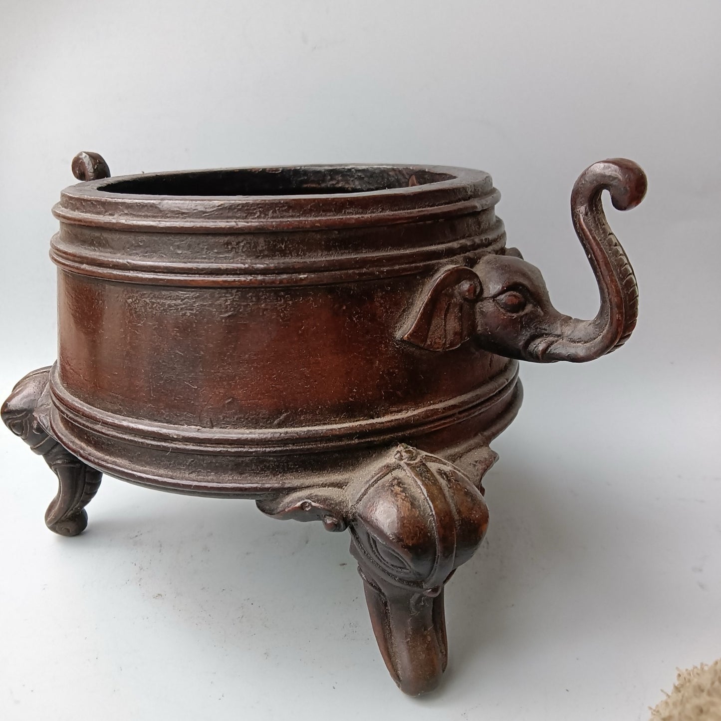 Chinese Antique Pure Copper Small Elephant Ear Stove