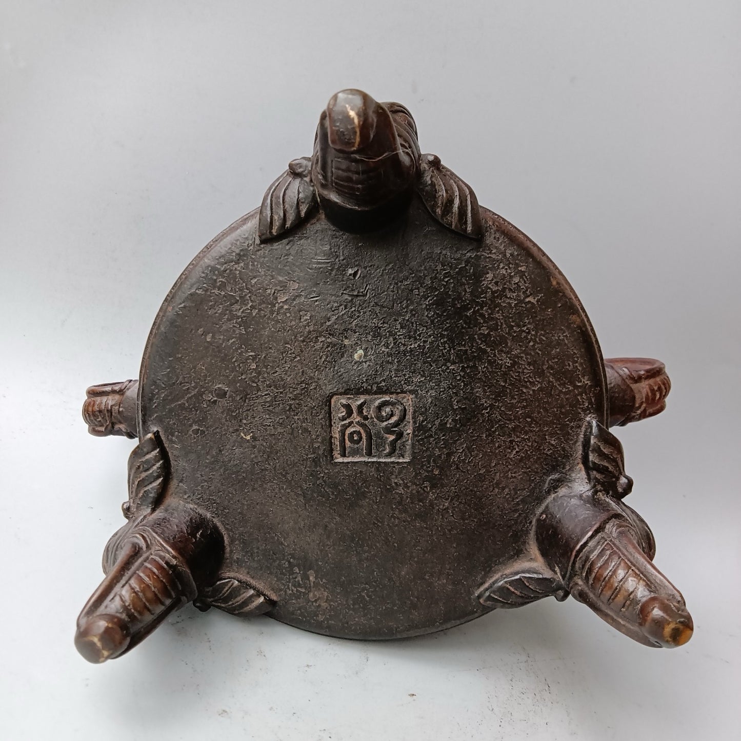 Chinese Antique Pure Copper Small Elephant Ear Stove