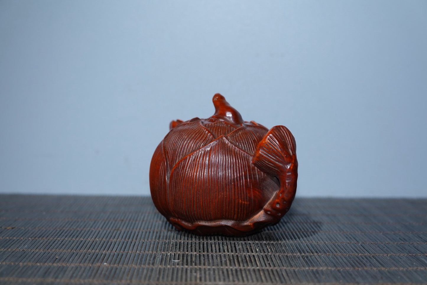 Collection of boxwood carved lotus handle pot ornaments