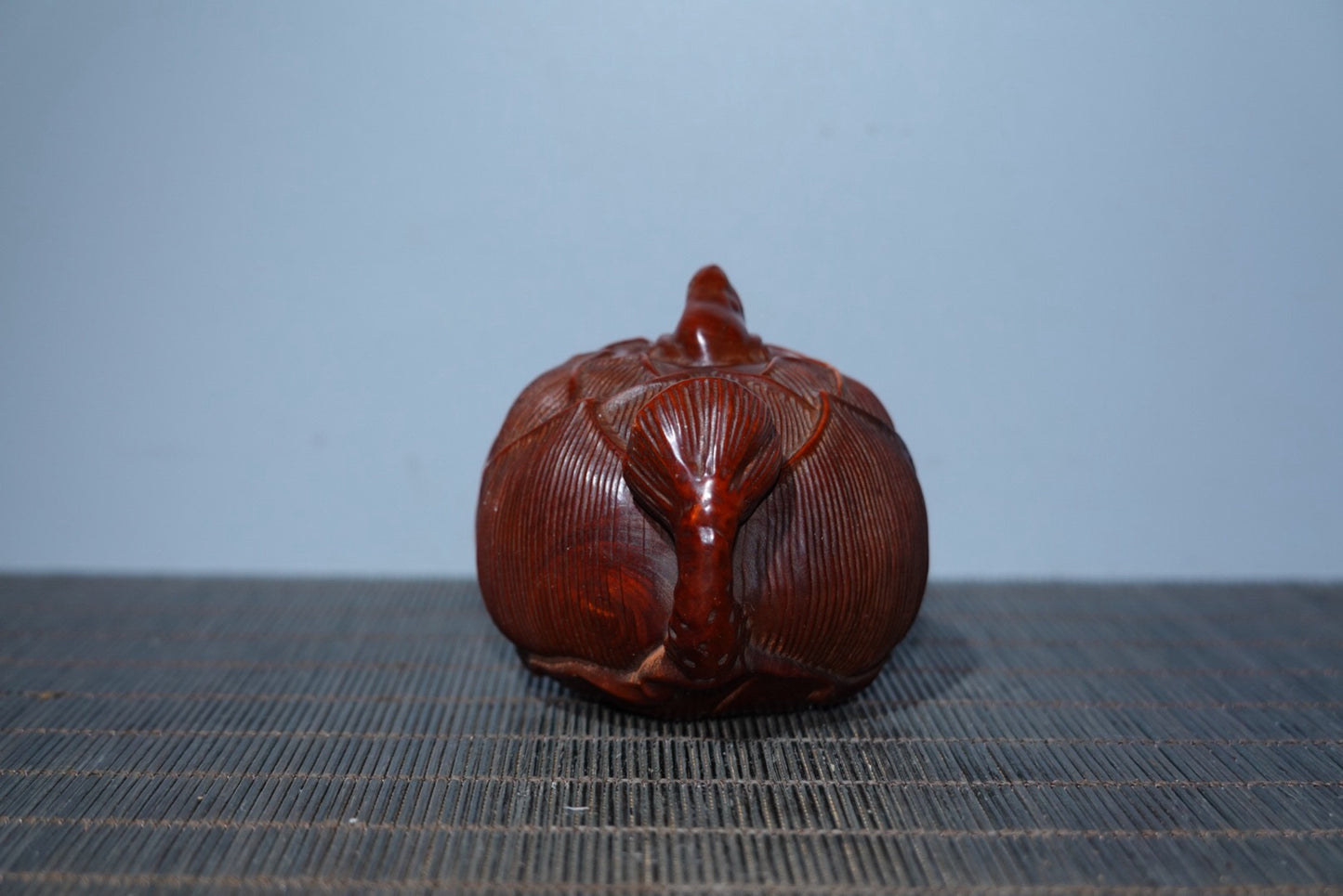 Collection of boxwood carved lotus handle pot ornaments